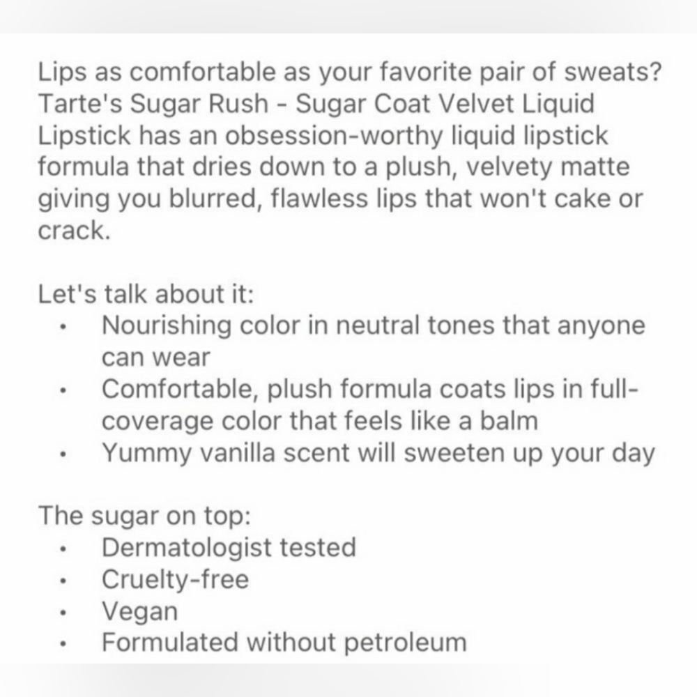 Tarte Sugar Rush Sugar Coat velvet liquid lipstick - Picture 5 of 5
